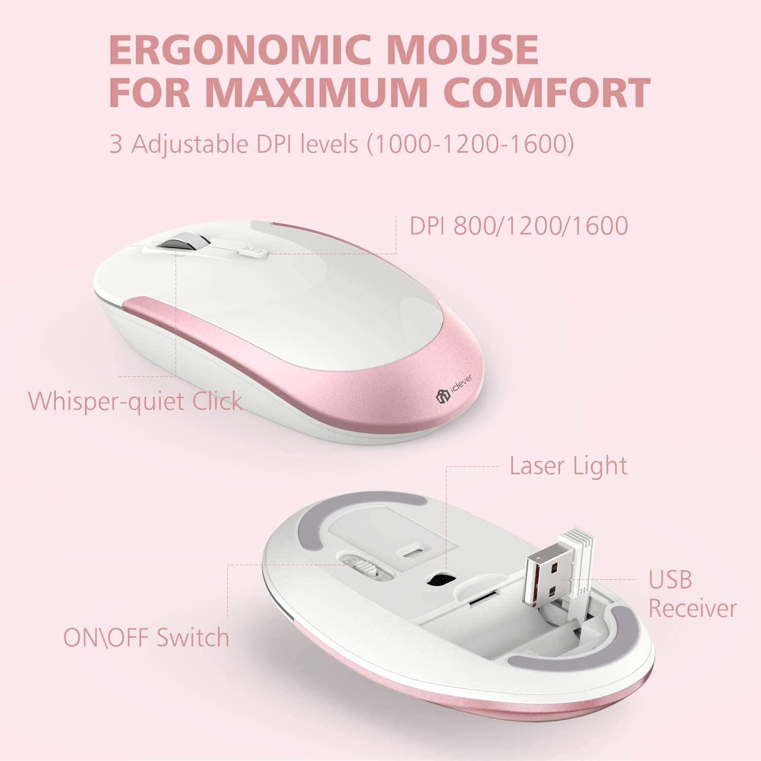 GK03 Wireless Keyboard&Mouse Combo, Rose gold
