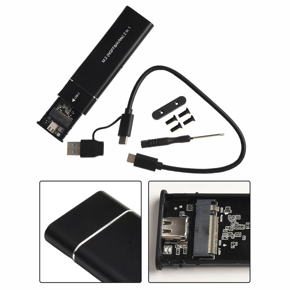 USB 3.1 & Type C to M.2 NVMe & NGFF SSD Box High Speed External Storage Case