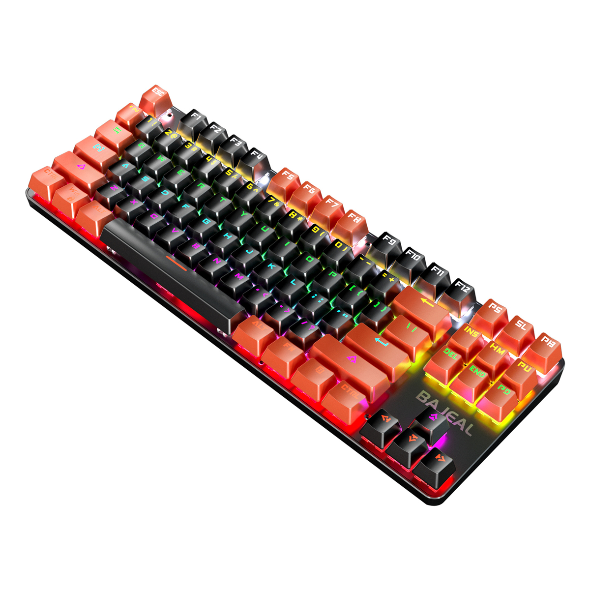 BAJEAL K200 Mechanical Keyboard 87 Keys USB Wired Hot Swappable Blue Switch Colorful LED Backlight Gaming Keyboard & Office