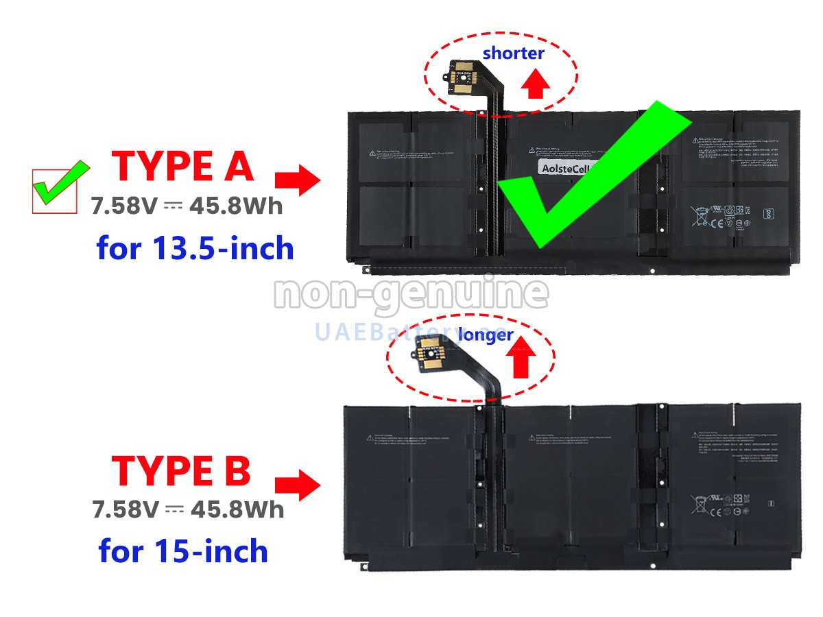 Replacement battery for Microsoft Surface LAPTOP 3 & Laptop 4 - Type B Short head