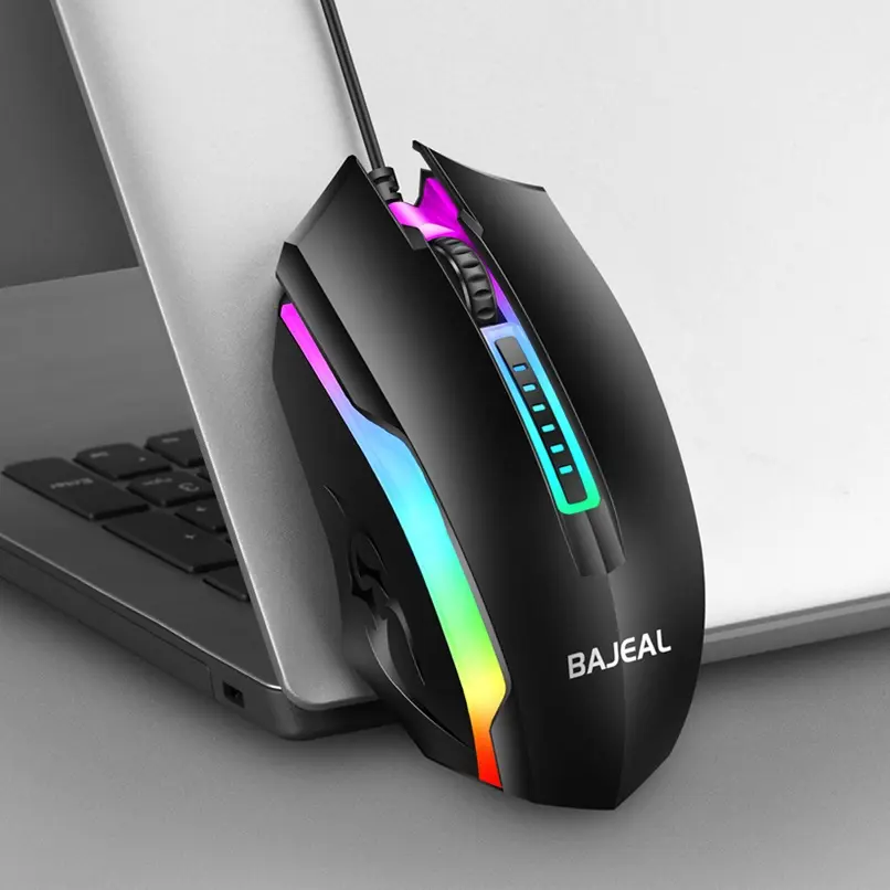 Bajeal Colorful Breath Light Mouse D12 Gmaing Wired Usb Mouse for Desktop Computer Notebook Laptop