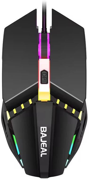 Bajeal D11 RGB Wired Gaming Mouse with Anti-skid leather roller, DPI Adjustable and Ergonomic Design