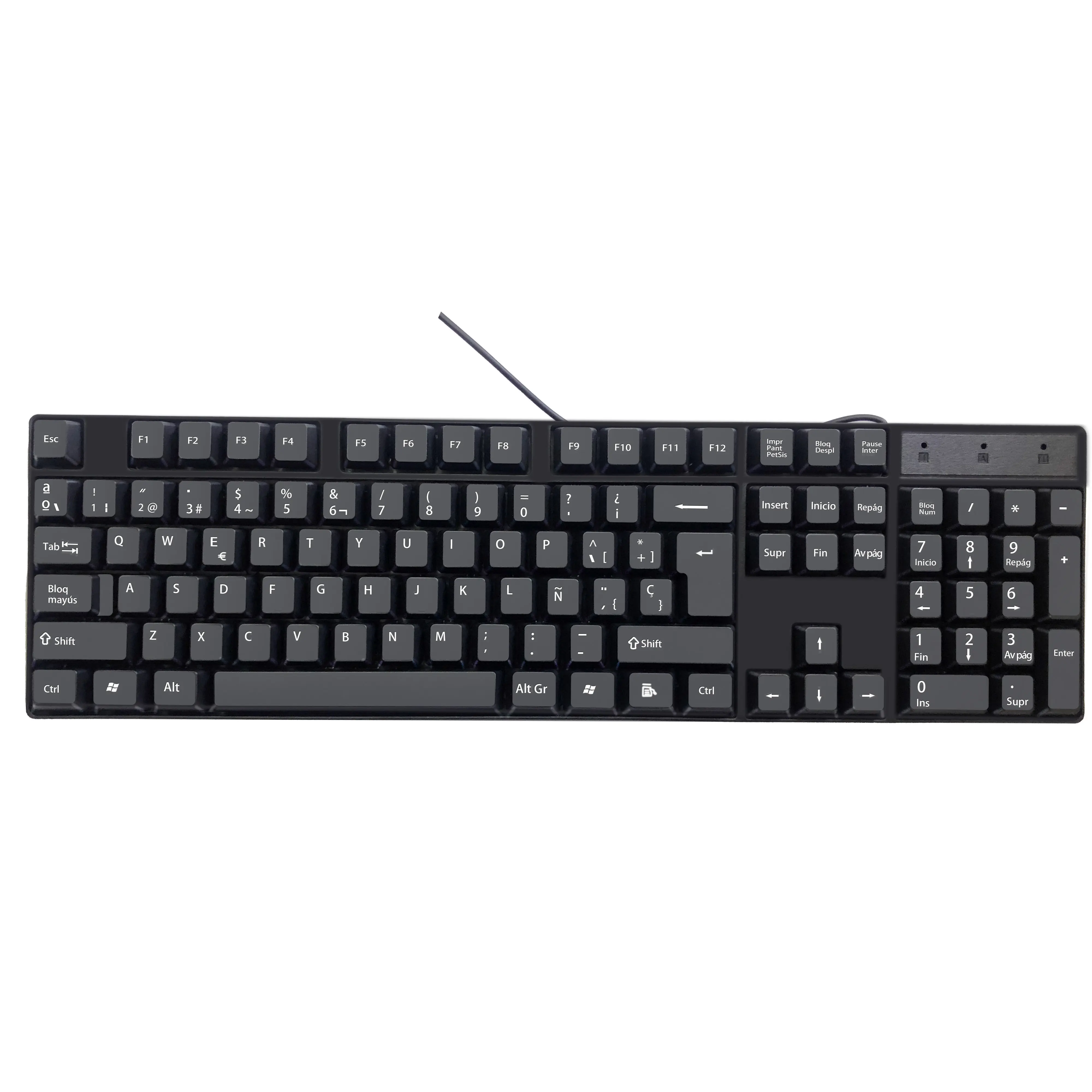 Biojee K1800 Wired USB Keyboard, 104 Keys Minority Language Keyboard Wired USB Gaming Keyboard, Russian/Spanish/French/Wired Keyboard, for Home Office, Work, Plug & Play (English)