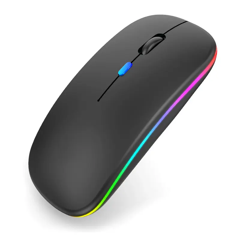 Wireless Bluetooth Mouse, LED Slim Dual Mode (Bluetooth 5.1 + USB) 2.4GHz Rechargeable Silent Bluetooth Wireless Mouse, Computer Mice with USB Receiver(Black)